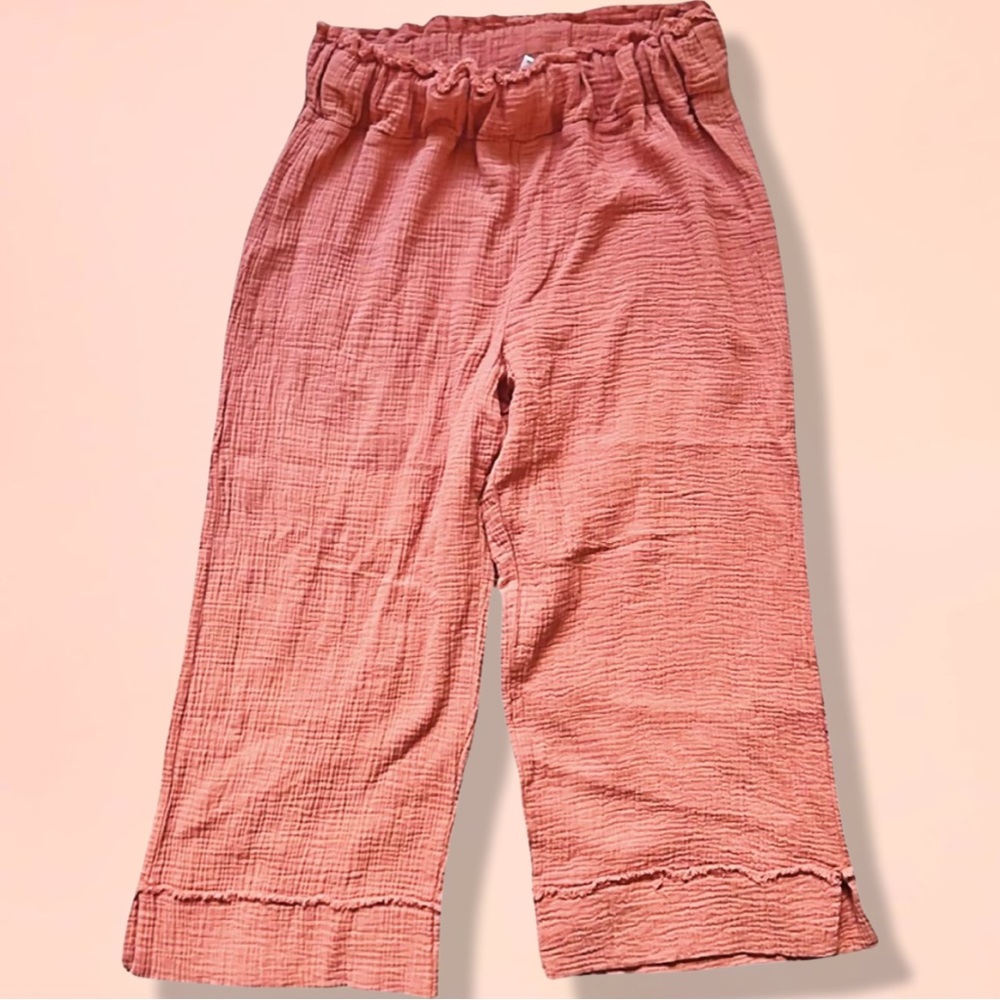 Peach Cotton Elasticated Flared Pant | Size Large - Picture 1 of 9